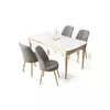 HANAH HOME Rasklopivi trpezarijski sto i stolice (5 delova) Nira White Gold Grey
