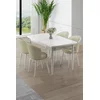 HANAH HOME Rasklopivi trpezarijski sto i stolice (5 delova) Asfel White Cream