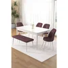 Hanah Home trpezarijski set Pir, sto, 4 stolice i klupa, bela ploča, puder roze tkanina Babyface