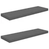 Plutajuće zidne police 2 kom sjajne sive 80 x 23,5 x 3,8 cm MDF