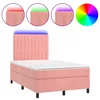 Krevet box spring s madracem LED ružičasti 120x190cm baršunasti