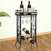 Stalak za Vino s Držačem Čaša za 9 Boca Metalni