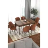 Hanah Home trpezarijski set Via, sto na razvlačenje i 6 stolica, ploča u dekoru drveta Baroque, terakota tkanina Jerry