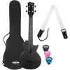 Cascha Carbon Fibre Black koncert ukulele komplet