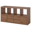 KALLAX Spojene police, sa 2 vrata/4 fioke/smeđa im. orahovine, 147x77 cm