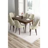 Hanah Home trpezarijski set Tia, sto i 6 stolica, ploča u dekoru drveta Baroque, krem tkanina Babyface