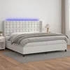 vidaXL Box spring postelja z vzmetnico LED bela 200x200cm umetno usnje