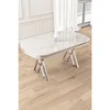 Hanah Home trpezarijski sto Afe, 168 × 90 cm, ploča u dekoru belog mermera, hromirane noge
