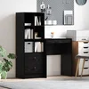 Stol s ladicama s policom s pohranom 2 pcs Crni hrast