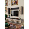 Hanah Home TV komoda Ilay, antracit / travertin / zlatna