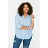 Trendyol Curve Blue Boyfriend Woven Shirt