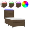 Vidaxl Box spring postelja z vzmetnico LED temno rjava 100x200cm blago