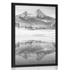 Plakat zasnežena pokrajina v Alpah v črnobeli varianti - 30x45 no frame