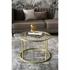 Hanah Home Royal klub sto O 75 cm, zlatna / providno staklo