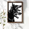WallXpert uramljena MDF slika NAL036-70, dva dobermana ogoljenih zuba, crno-beli crtež, 50 x 70 cm