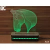 Black Cut 3D Lampa Glava konja, Zelena