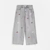 Reserved - Wide leg farmerke s vezenim dezenom
