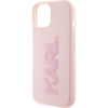 Karl Lagerfeld Originalen ovitek iPhone 15 - Logo 3D - roza zaščita - KLHCP15S3DMBKCP