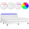 Vidaxl Box spring postelja z vzmetnico LED bela 200x200cm umetno usnje
