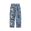 Desigual Kavbojke moder denim/temno zelena/melona/bela