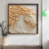WallXpert uramljena MDF slika DOS050-70, glava konja sa razvejanom grivom u reljefnom stilu, 70 x 70 cm