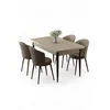 HANAH HOME Rasklopivi trpezarijski sto i stolice (5 delova) Asfel Travertine Cappuccino