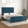 Posteljni okvir brez vzmetnice temno moder 140x190 cm žamet