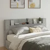 vidaXL Vzglavje Betonsko siva 200 x 16,5 x 103,5 cm Konstruiran les