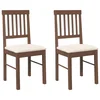 Vidaxl Jedilni stoli z blazinami 2 kosa Brown Solid Wood Rubber