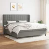 Greatstore Box spring postelja z vzmetnico temno siva 200x200 cm blago