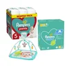 Pampers Pelene Pants 5, Monthly, 12-17kg, 152/1+ Pampers Vlažne maramice Fresh clean, 15x80 komada+Bright Starts Podloga za bebe Safari, 20 melodija, Tirkizna