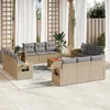 13-dijelni set vrtnih sofa s jastucima bež od poliratana