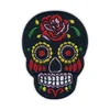 shumee Našitek mehiške lobanje Calavera črne barve - samolepilna podlaga - vezen našitek/značka/emblem