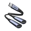 shumee 2v1 adapter, polnilec + slušalke USB-C na 2x USB-C črne barve