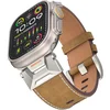 GS Usnjen pašček za Apple Watch 1/2/3/4/5/6/7/8/9/10/11/SE Ultra 1/2/3 42/44/45/46/49 mm, svetlo rjave barve