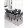 Hanah Home Set Trpezarijski sto i 6 stolica Eva, Sivo-crni