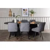 Venture Design Jedilna garnitura Bootcut ovalna miza in stoli Rosie 75x230x115 cm črno siva