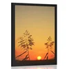 Plakat stebla trave ob sončnem zahodu - 30x45 silver