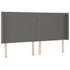 Vidaxl Vzglavje z ušesi sivo 163x16x118/128 cm umetno usnje