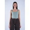 Trend Alacati Stili Ženska bluza bez rukava Alc-X13453, Brod izrez, Zelena