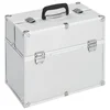 Vidaxl Kovček za ličila 38x23x34 cm srebrn aluminij