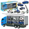 Transporter tovornjak TIR lanser + kovinski avtomobili policija - Rojstni dan - Za 3+ let