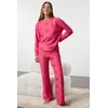 Trendyol Pink Heart Knitted Pajama Set