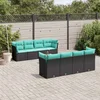 9-dijelni set vrtnih sofa od poliratana s jastucima crni