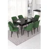 Hanah Home Set Trpezarijski sto i 6 stolica Nef, Zeleno-crni