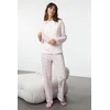 Trendyol Pink-Multicolored Cotton Plaid Sleep Band Knitted Pajama Set