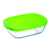 Rectangular food storage container, with lid, heat-resistant borosilic