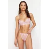 Trendyol Pink Embroidered Lace String Straps Capless Knitted Lingerie Set