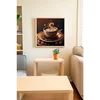 WallXpert uramljena MDF slika ARTKARE19, šolja kafe i zrna kafe u braon tonovima, 48 x 48 cm