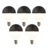 Komplet 5 zatemljivih LED žarnic z žarilno nitko E27 G95 črne barve 550 lm 2700 K